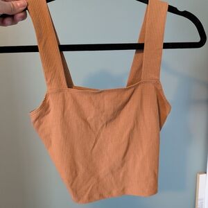 American Eagle Outfitters Ribbed Brown Crop Top